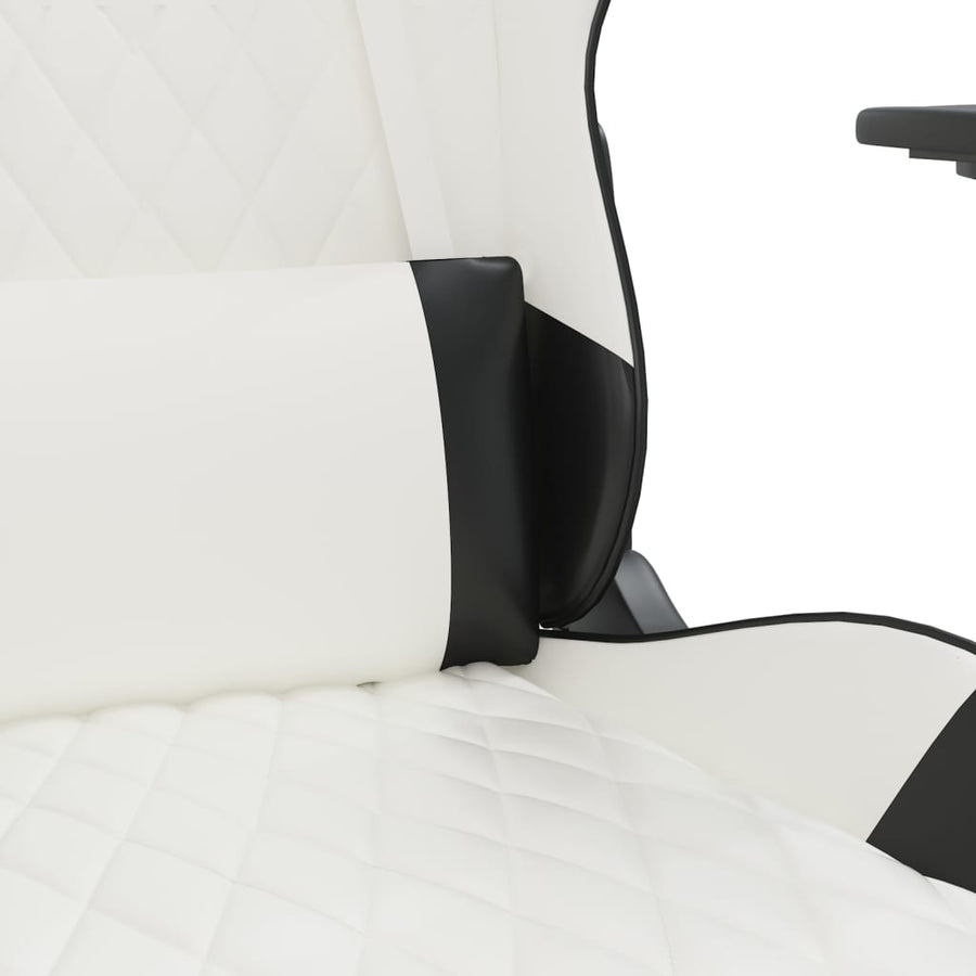 Massage gamestoel kunstleer wit en zwart