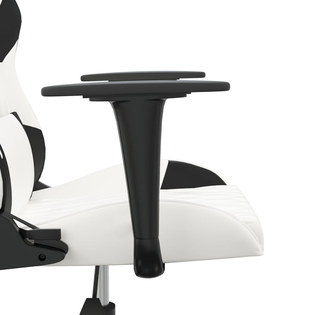 Massage gamestoel kunstleer wit en zwart