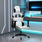 Gamestoel kunstleer wit zwart massagefunctie