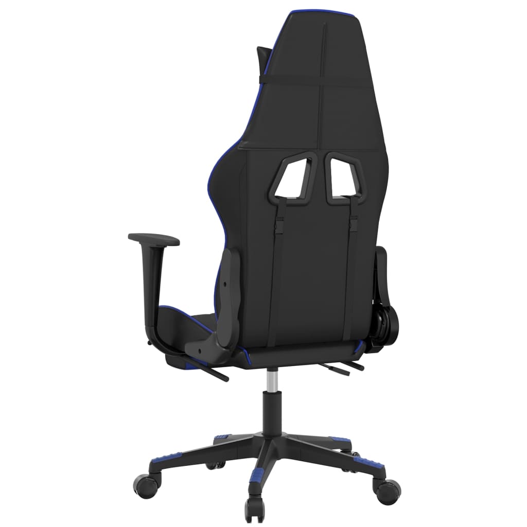 Massage gamestoel met voetensteun kunstleer zwart en blauw Zwart en blauw Met voetensteun