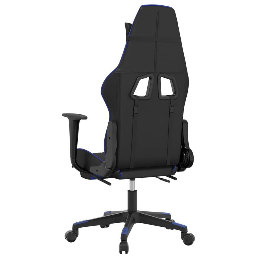 Massage gamestoel met voetensteun kunstleer zwart en blauw Zwart en blauw Met voetensteun