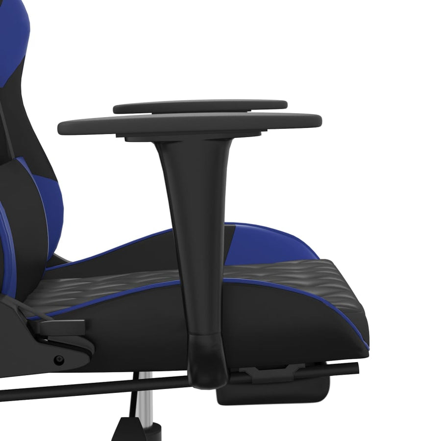 Massage gamestoel met voetensteun kunstleer zwart en blauw Zwart en blauw Met voetensteun