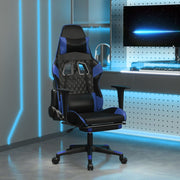 Gamestoel massage kunstleer zwart blauw 64x60x117-127 cm