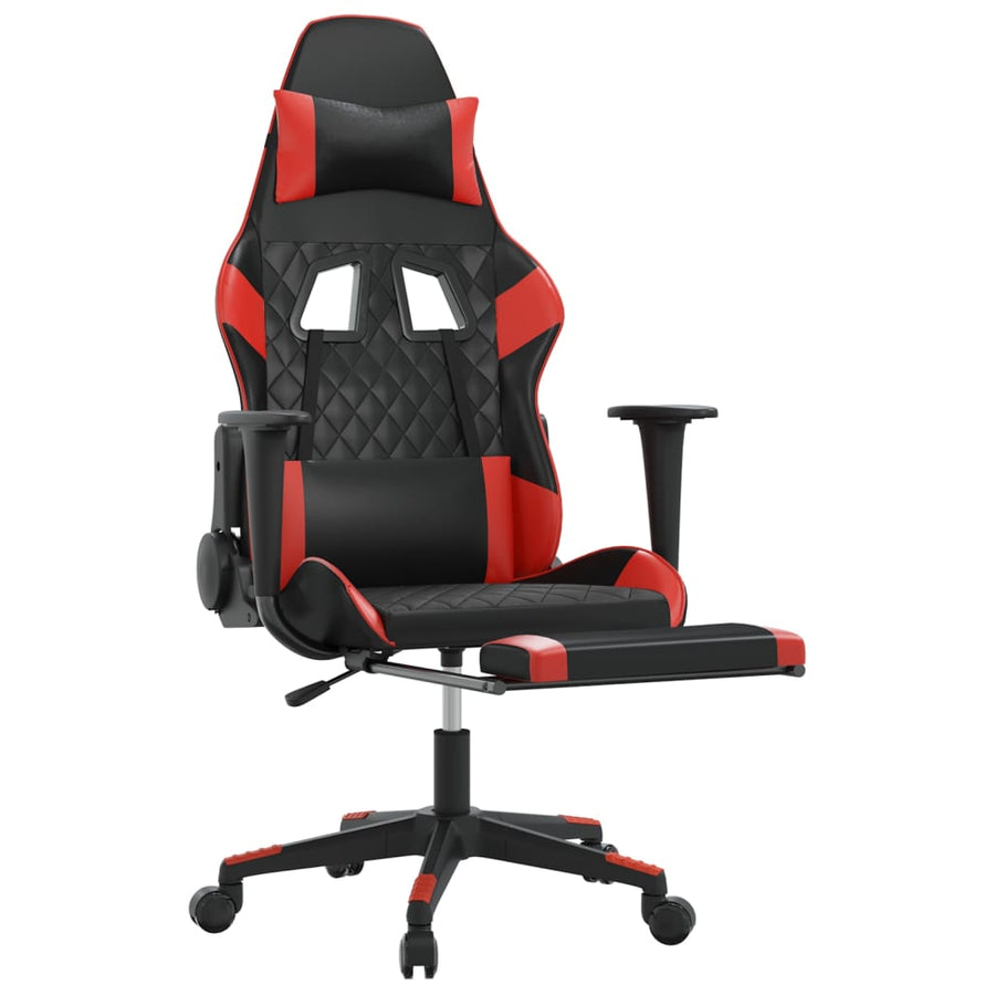 Massage gamestoel met voetensteun kunstleer zwart en rood Zwart en rood Met voetensteun
