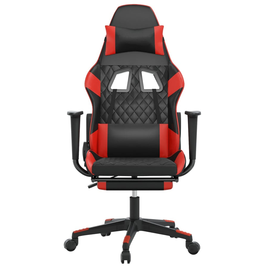 Massage gamestoel met voetensteun kunstleer zwart en rood Zwart en rood Met voetensteun