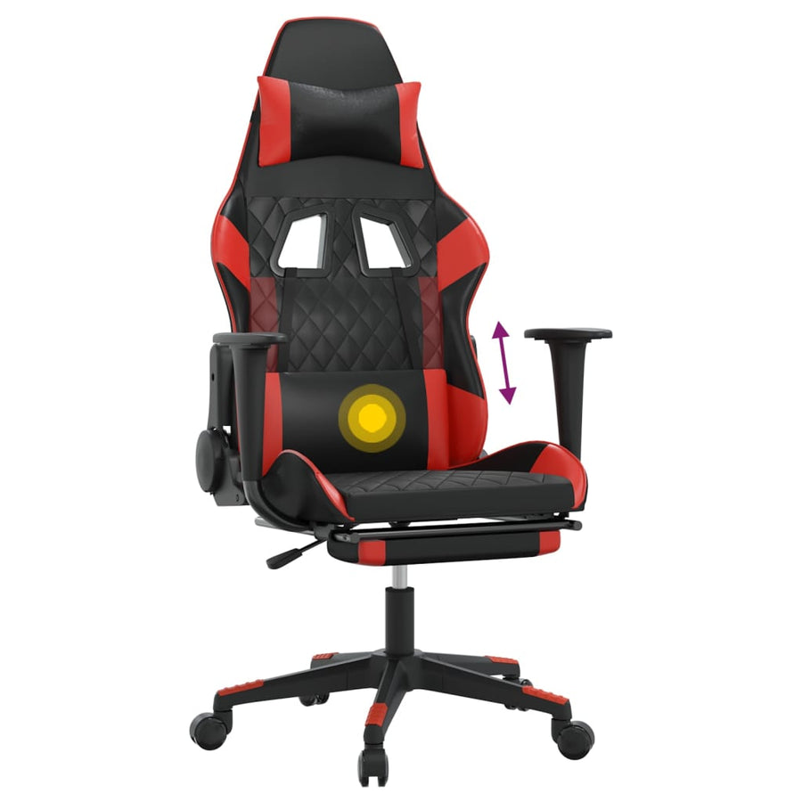 Massage gamestoel met voetensteun kunstleer zwart en rood Zwart en rood Met voetensteun