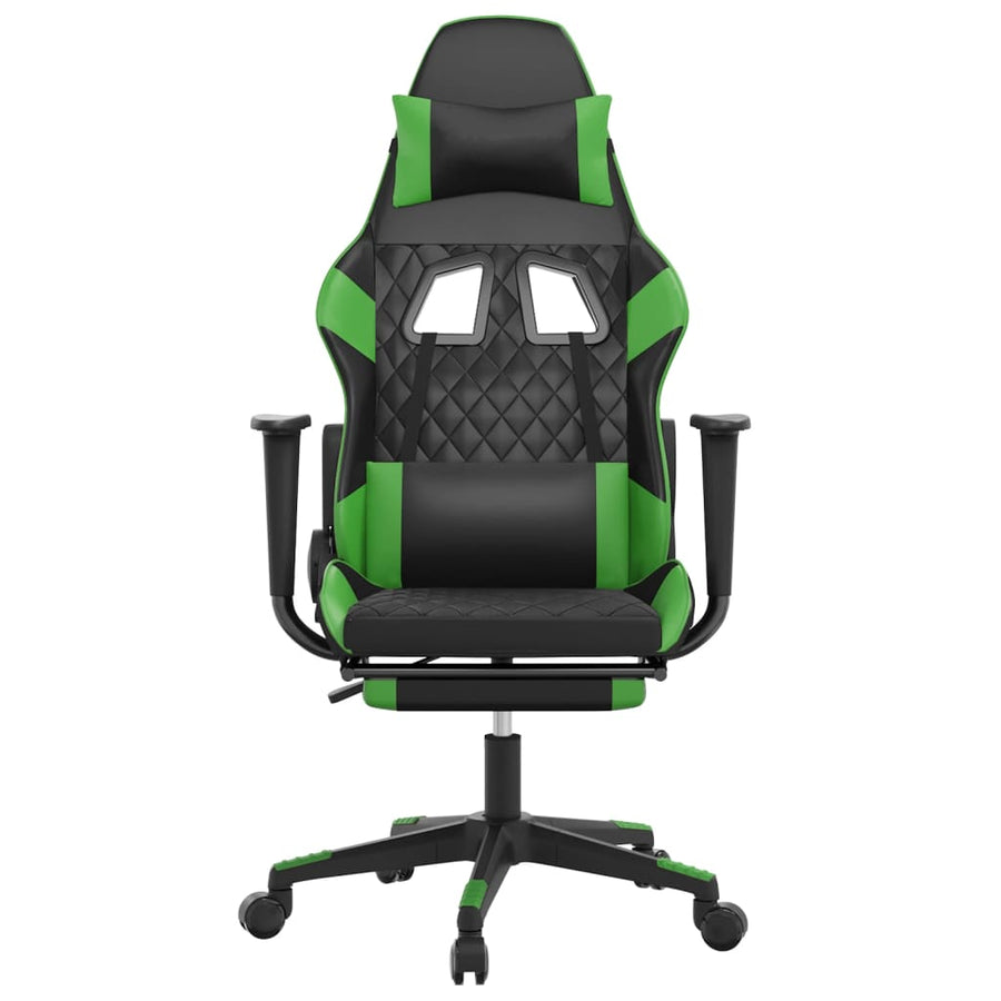 Massage gamestoel met voetensteun kunstleer zwart en groen Zwart en groen Met voetensteun