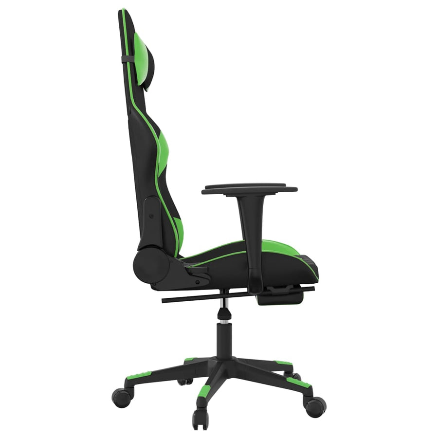Massage gamestoel met voetensteun kunstleer zwart en groen Zwart en groen Met voetensteun