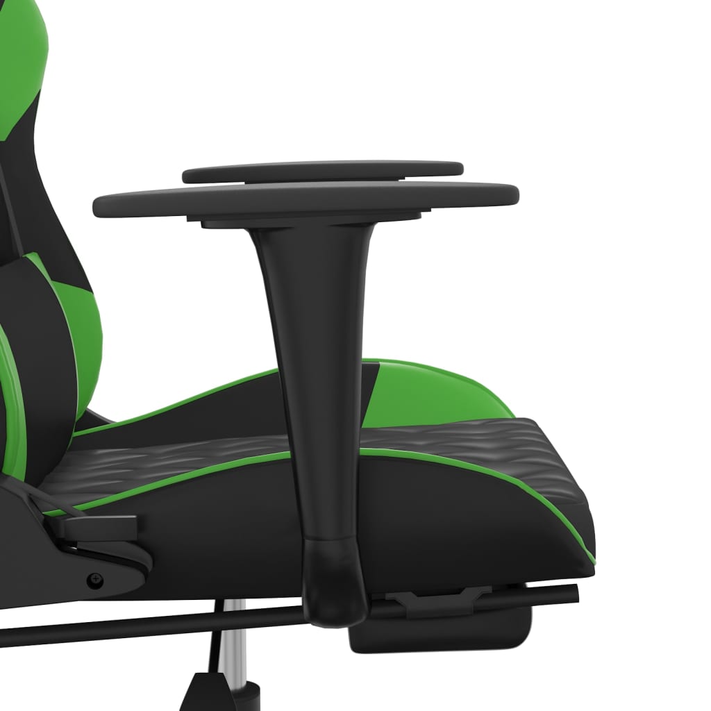 Massage gamestoel met voetensteun kunstleer zwart en groen Zwart en groen Met voetensteun