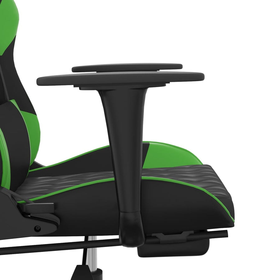 Massage gamestoel met voetensteun kunstleer zwart en groen Zwart en groen Met voetensteun