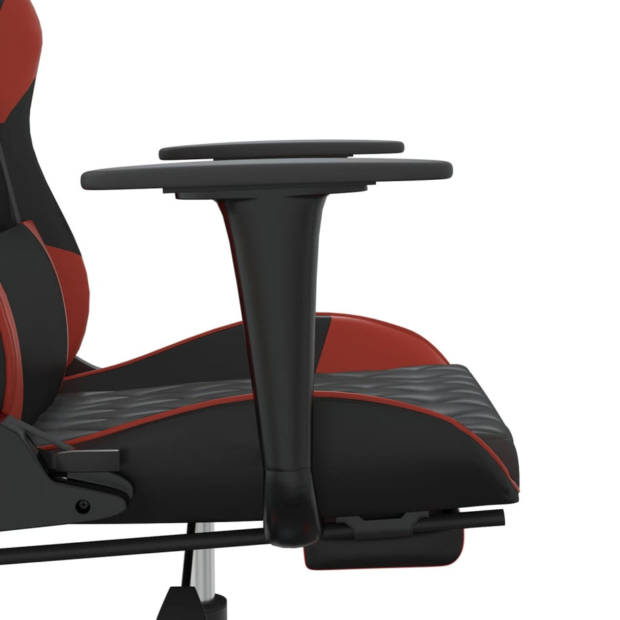 Massage gamestoel met voetensteun kunstleer zwart en wijnrood Zwart en wijnrood Met voetensteun