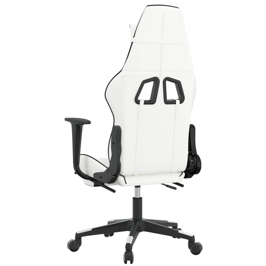 Massage gamestoel met voetensteun kunstleer wit en zwart Wit en zwart Met voetensteun