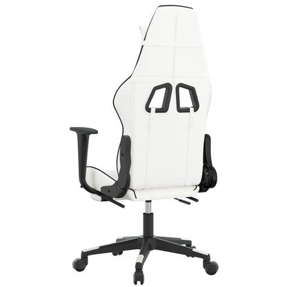 Massage gamestoel met voetensteun kunstleer wit en zwart Wit en zwart Met voetensteun