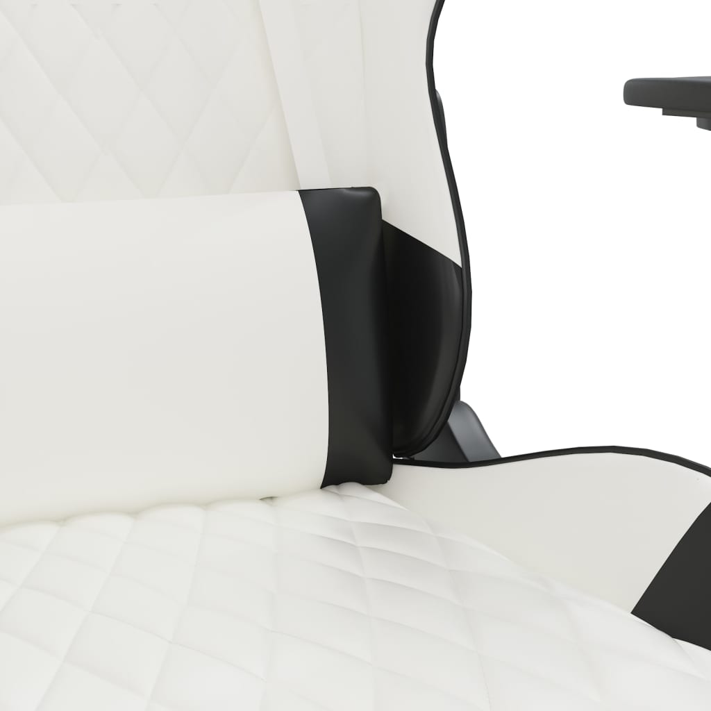 Massage gamestoel met voetensteun kunstleer wit en zwart Wit en zwart Met voetensteun