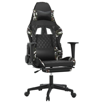 Massage gamestoel met voetensteun kunstleer zwart en camouflage Zwart en camouflage Met voetensteun