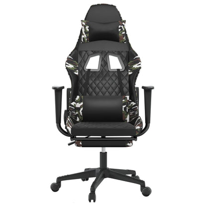 Massage gamestoel met voetensteun kunstleer zwart en camouflage Zwart en camouflage Met voetensteun