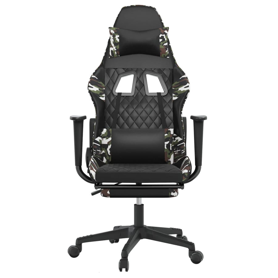 Massage gamestoel met voetensteun kunstleer zwart en camouflage Zwart en camouflage Met voetensteun