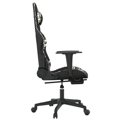 Massage gamestoel met voetensteun kunstleer zwart en camouflage Zwart en camouflage Met voetensteun
