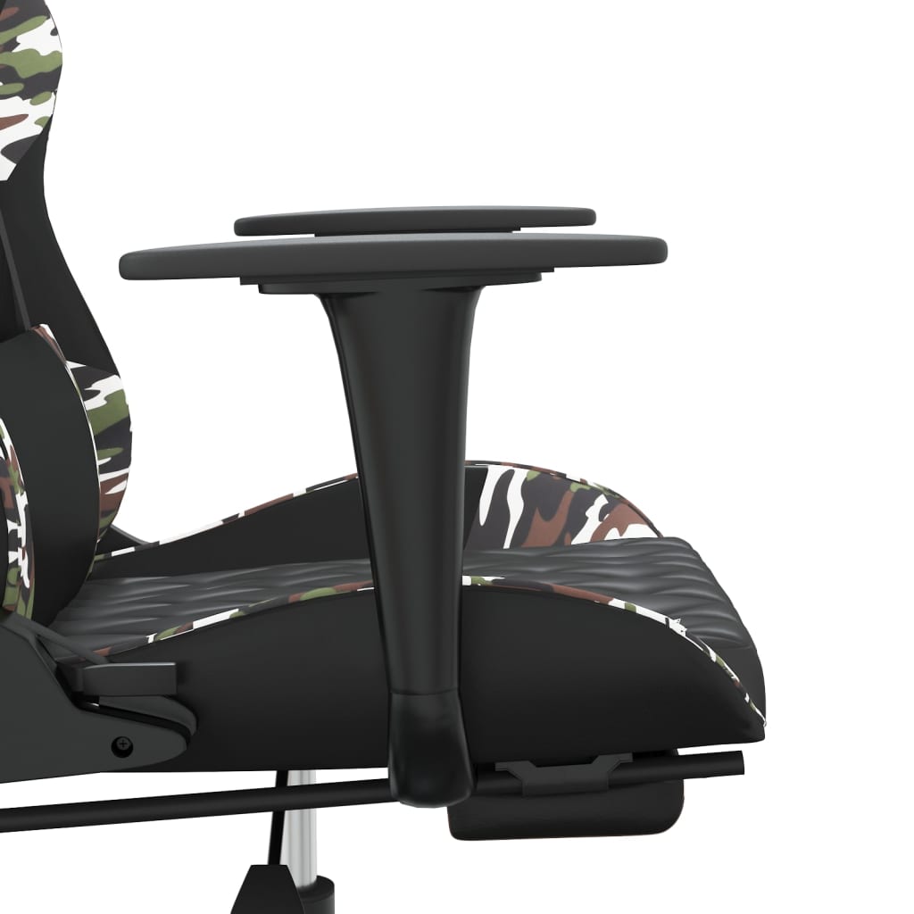 Massage gamestoel met voetensteun kunstleer zwart en camouflage Zwart en camouflage Met voetensteun