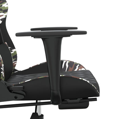 Massage gamestoel met voetensteun kunstleer zwart en camouflage Zwart en camouflage Met voetensteun