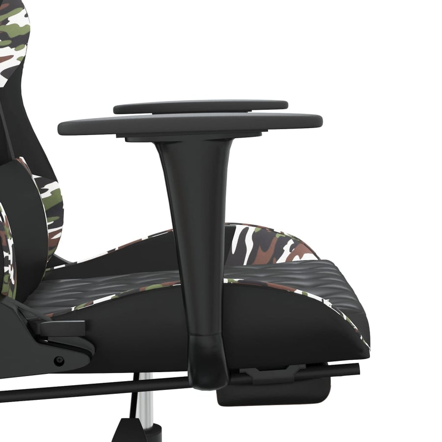 Massage gamestoel met voetensteun kunstleer zwart en camouflage Zwart en camouflage Met voetensteun