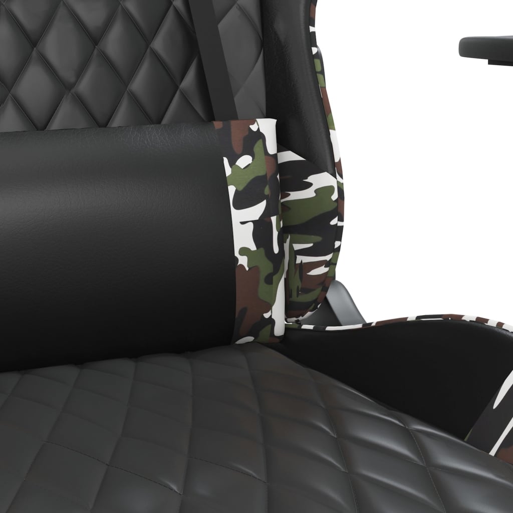 Massage gamestoel met voetensteun kunstleer zwart en camouflage Zwart en camouflage Met voetensteun