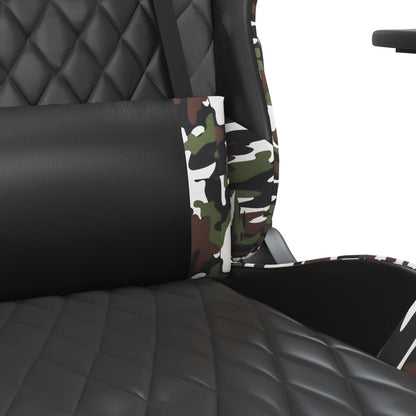 Massage gamestoel met voetensteun kunstleer zwart en camouflage Zwart en camouflage Met voetensteun