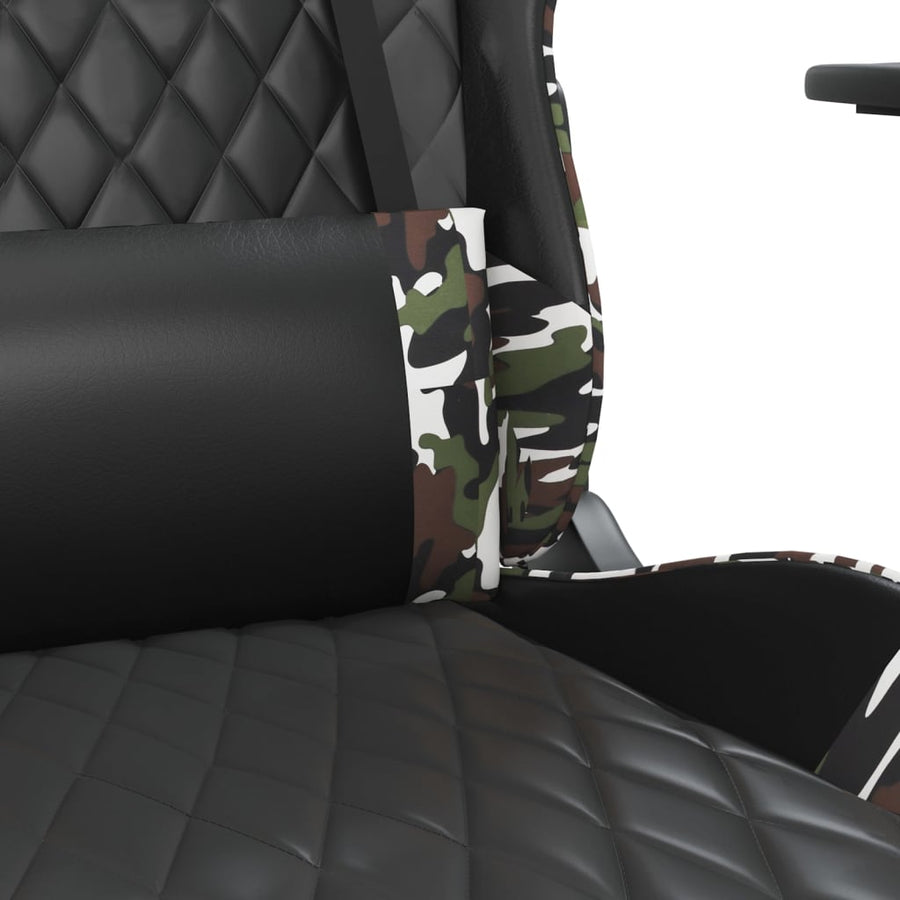 Massage gamestoel met voetensteun kunstleer zwart en camouflage Zwart en camouflage Met voetensteun