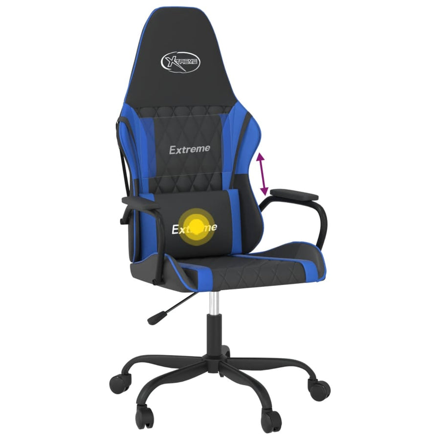 Massage Gamestoel Kunstleer Zwart en blauw