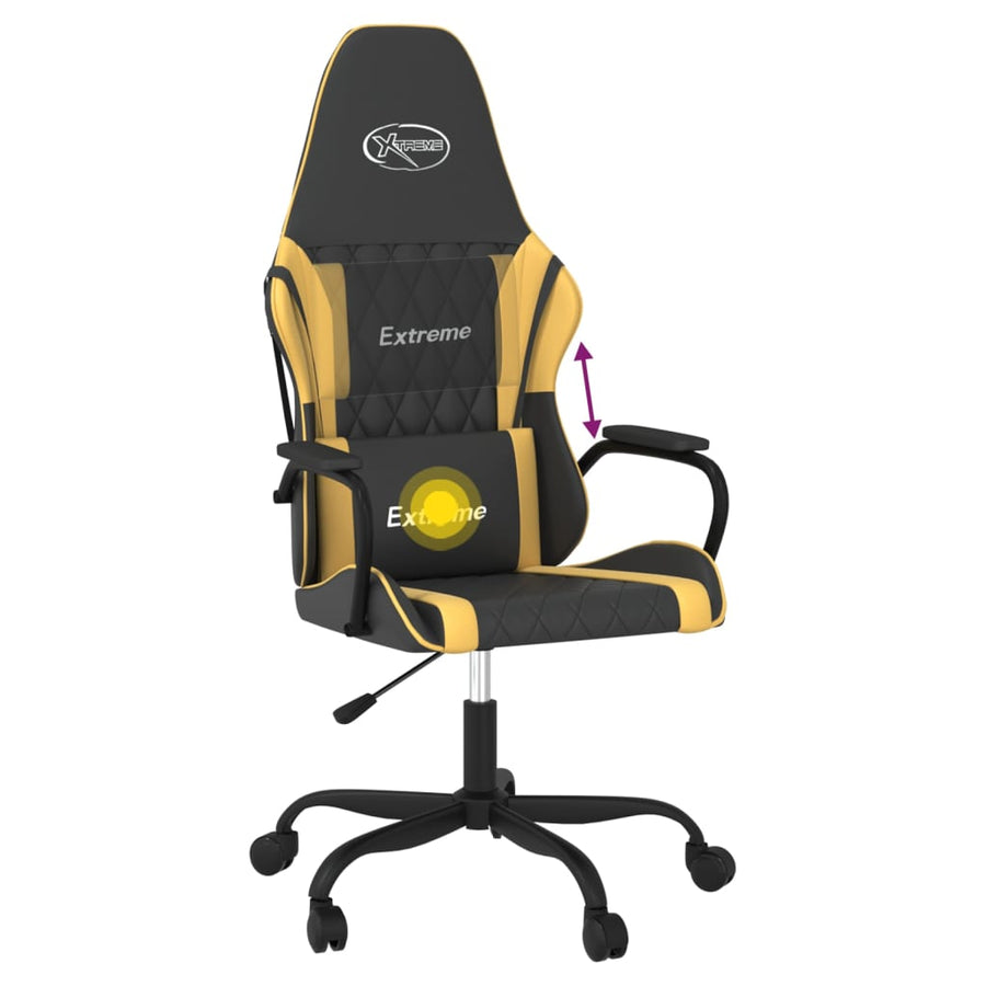 Massage Gamestoel Kunstleer Kleurig Zwart en goud
