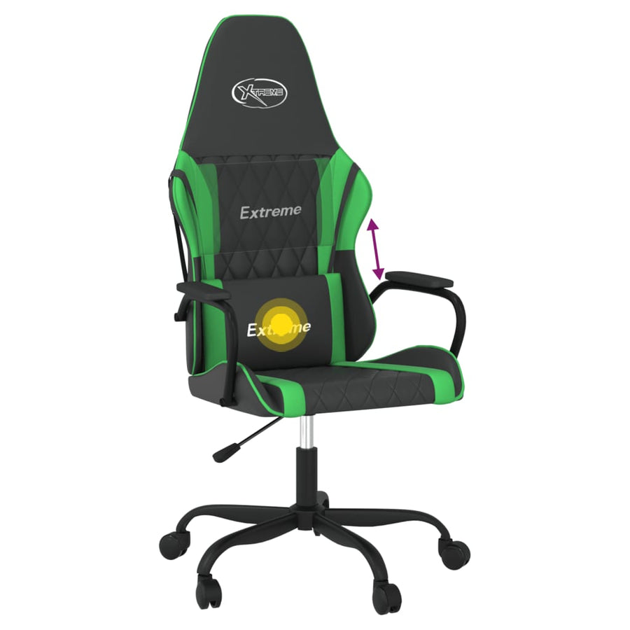 Massage Gamestoel Kunstleer Zwart en groen