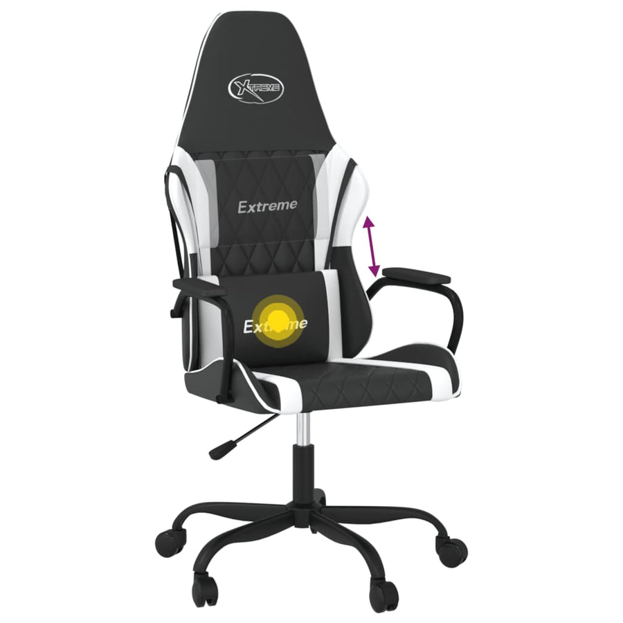 Massage Gamestoel Kunstleer Zwart en wit