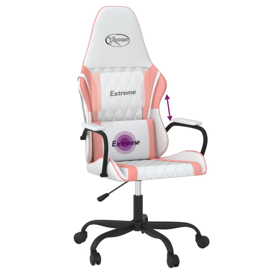 Massage Gamestoel Kunstleer Wit en roze
