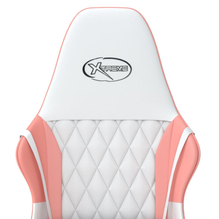 Massage Gamestoel Kunstleer Wit en roze