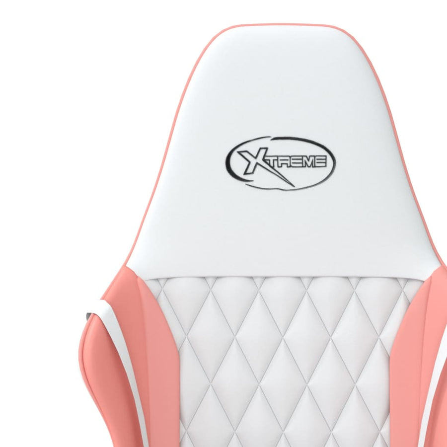 Massage Gamestoel Kunstleer Wit en roze