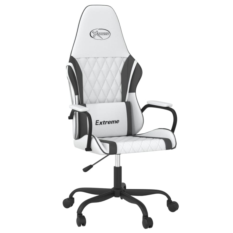 Massage Gamestoel Kunstleer Wit en zwart