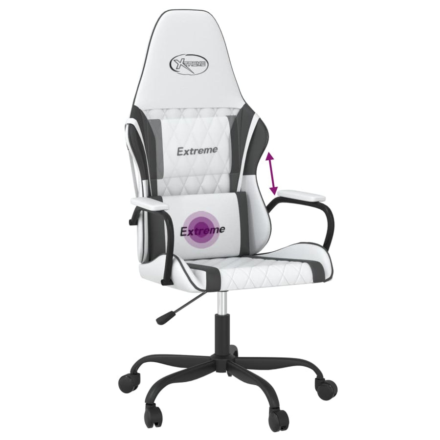 Massage Gamestoel Kunstleer Wit en zwart