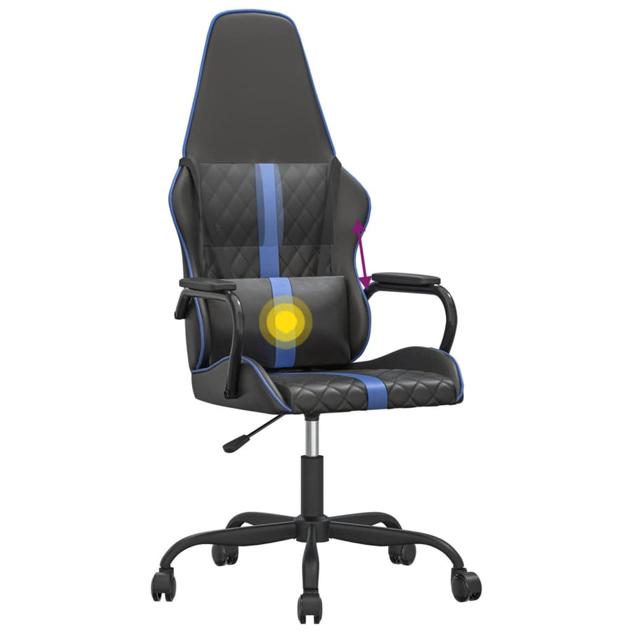 Massage gamestoel kunstleer zwart en blauw Blauw