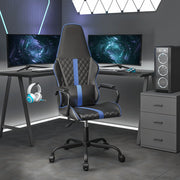 Gamestoel massage kunstleer zwart blauw