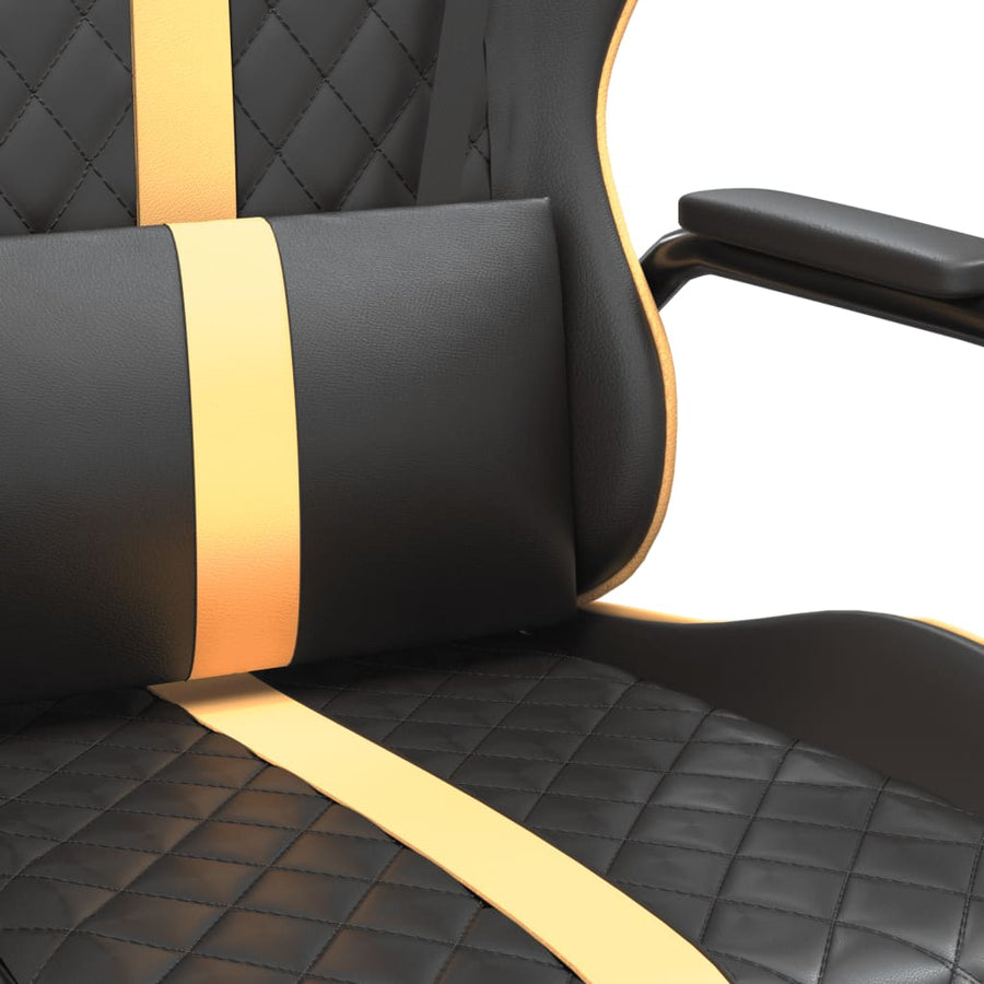 Massage Gamestoel Kunstleer Zwart En Goudkleurig