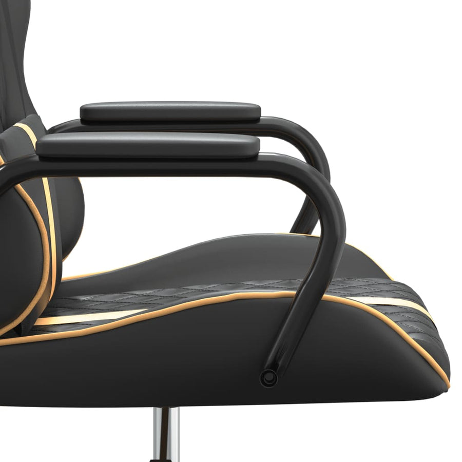 Massage Gamestoel Kunstleer Zwart En Goudkleurig