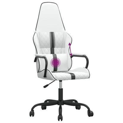 Massage gamestoel kunstleer zwart en wit Wit