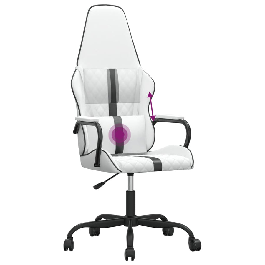 Massage gamestoel kunstleer zwart en wit Wit