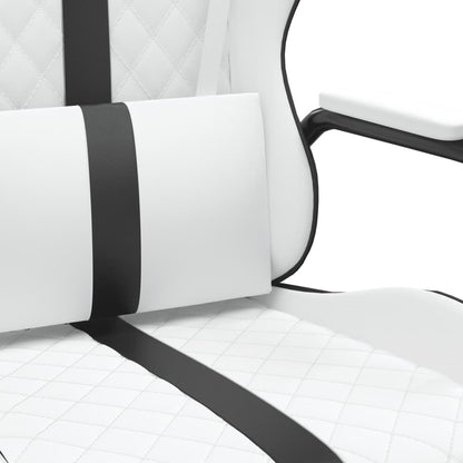 Massage gamestoel kunstleer zwart en wit Wit