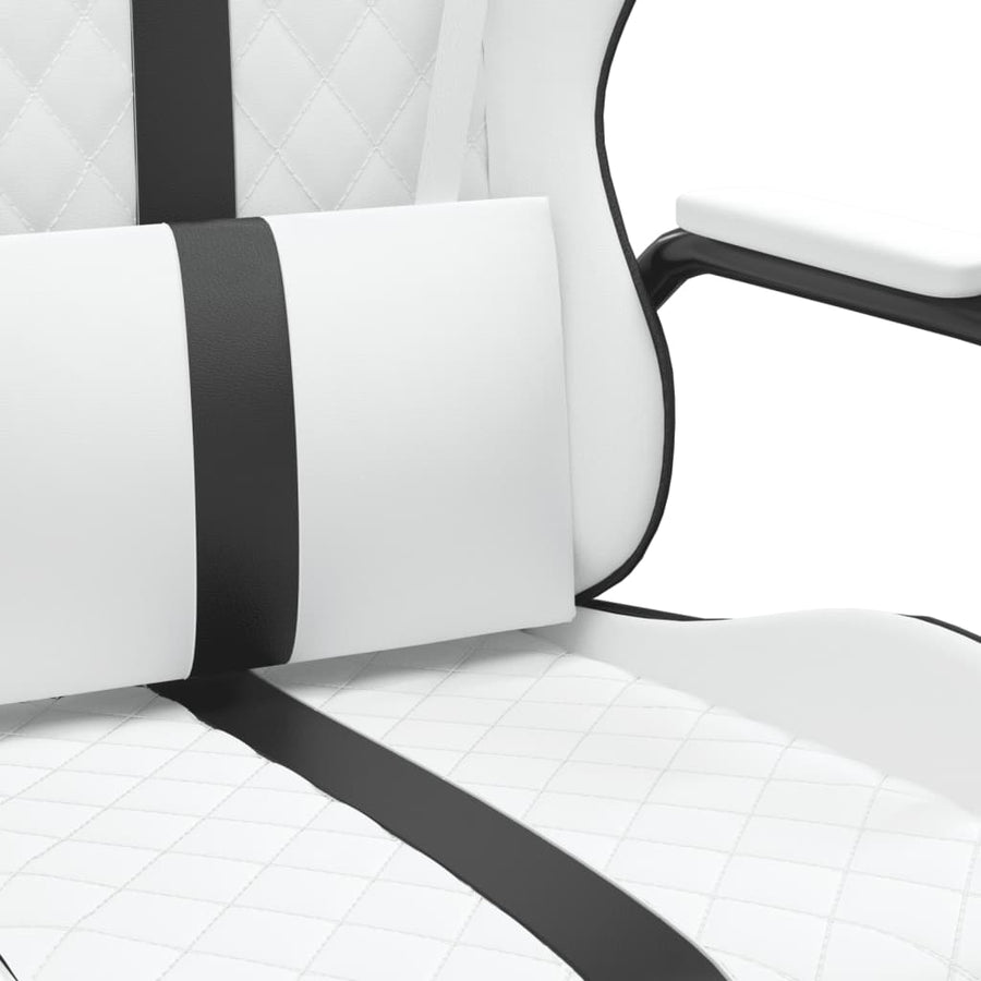 Massage gamestoel kunstleer zwart en wit Wit