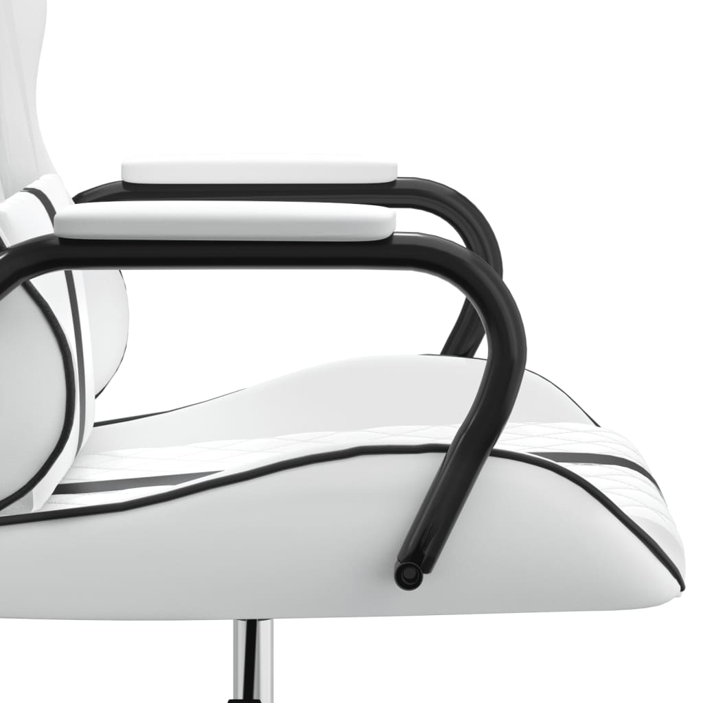 Massage gamestoel kunstleer zwart en wit Wit