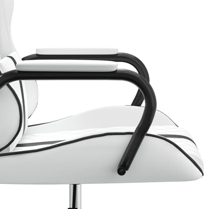 Massage gamestoel kunstleer zwart en wit Wit