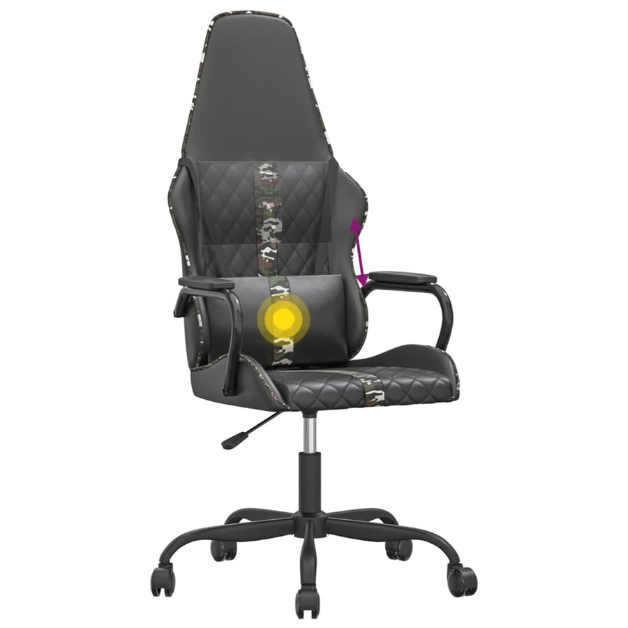 Massage gamestoel kunstleer camouflage en zwart Camouflage