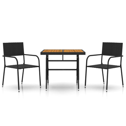 3-Delige Tuinset Poly Rattan 2 Zwart