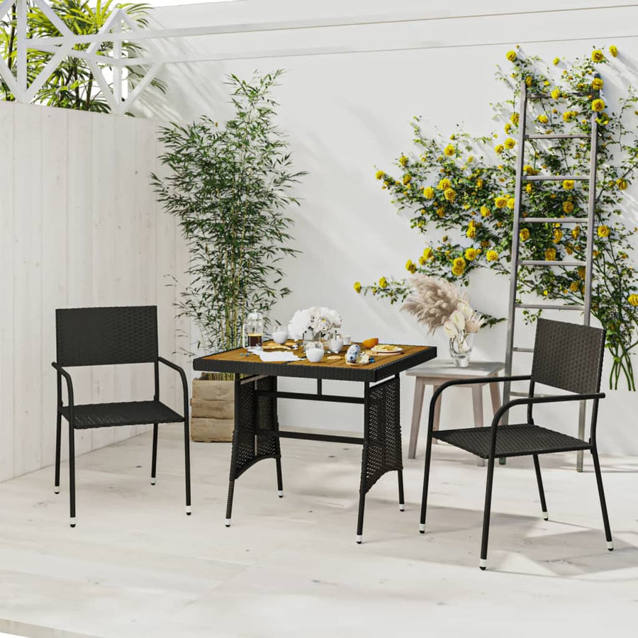 3-Delige Tuinset Poly Rattan 2 Zwart